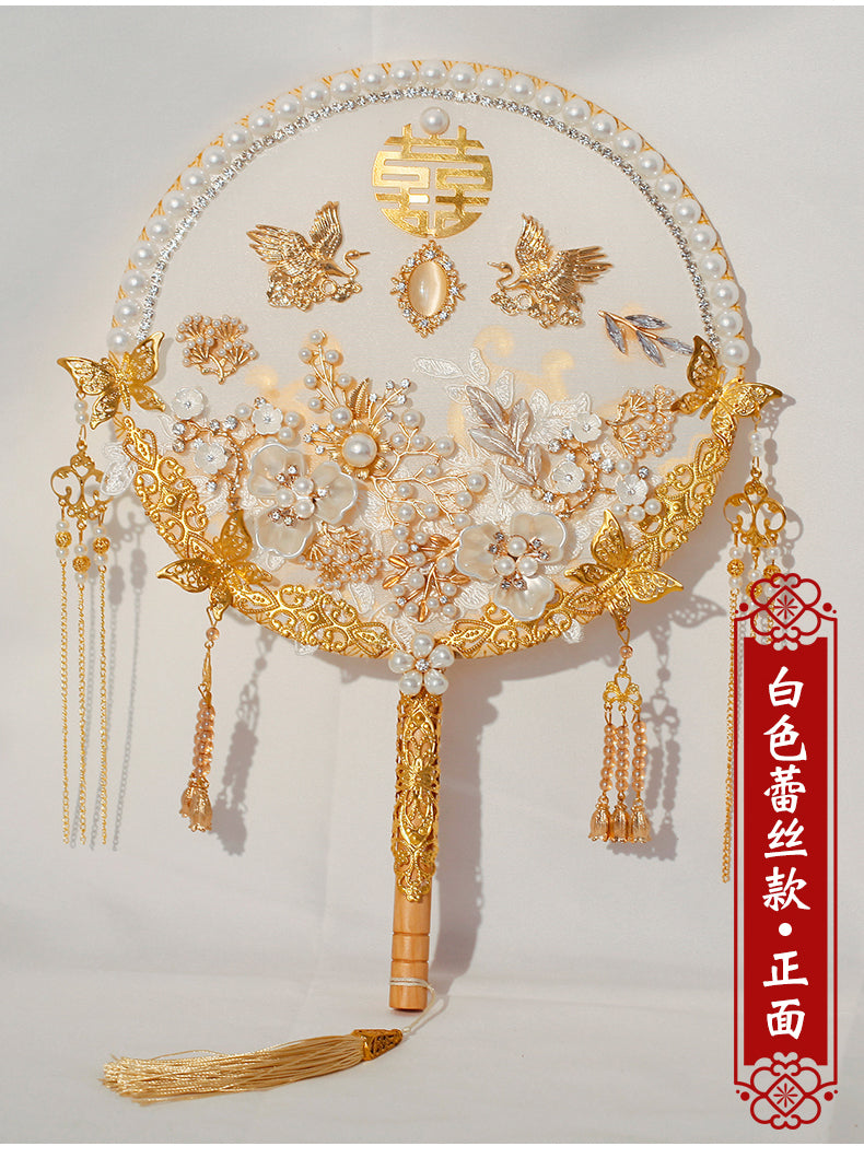 Chinese style round fan with colored tassels,DIY Kit