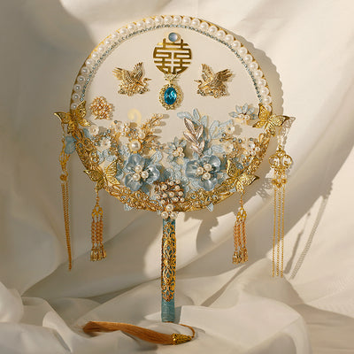 Chinese style round fan with colored tassels,DIY Kit