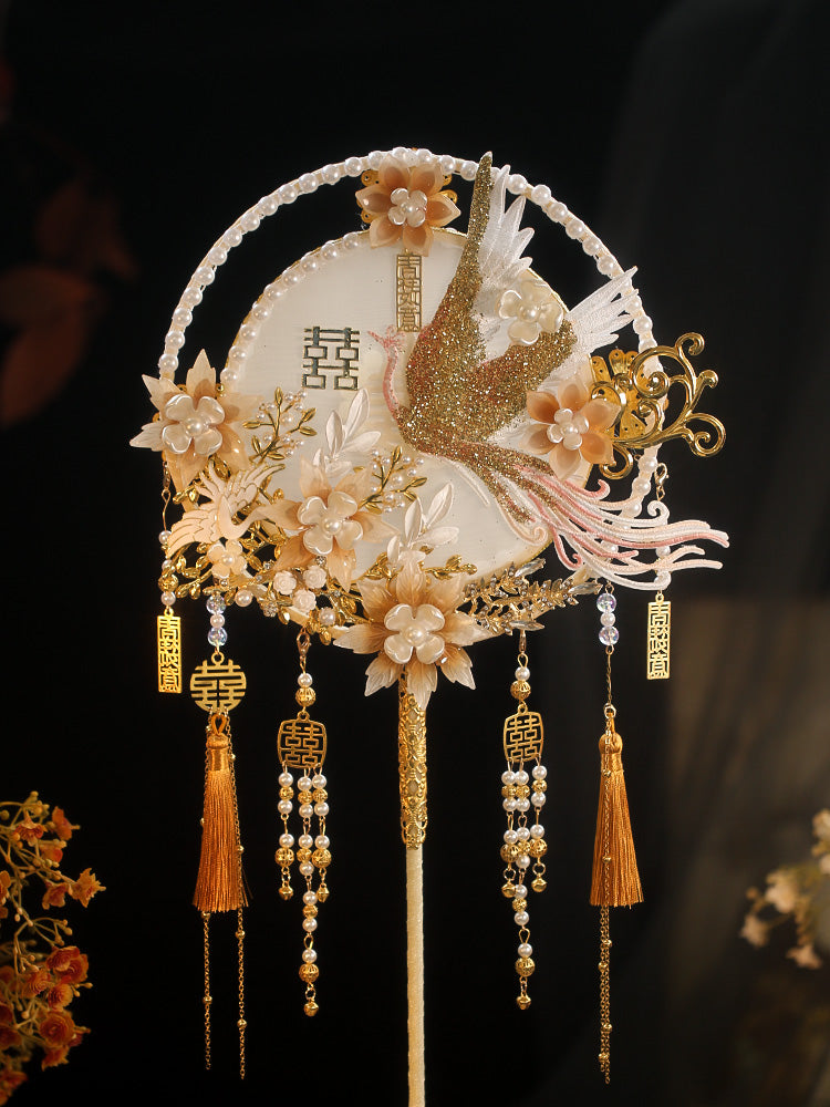 Chinese style round fan with colored tassels,DIY Kit