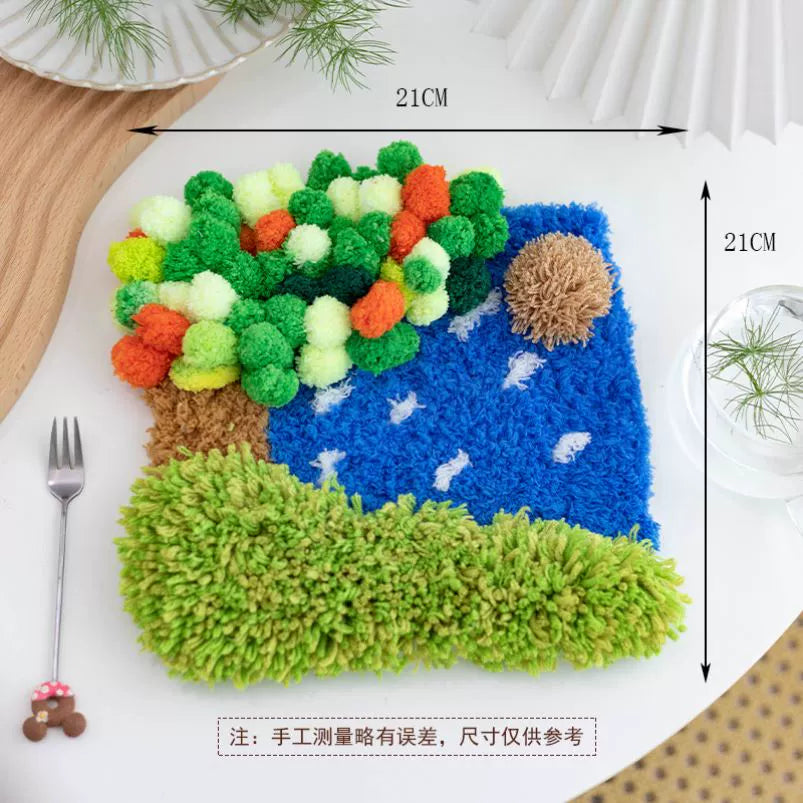 Latch Hook Kits DIY Moss Carpet Material Package Coaster Forest Handmade Mesh Cloth Decorative Painting Creative Gift Ins Handmade