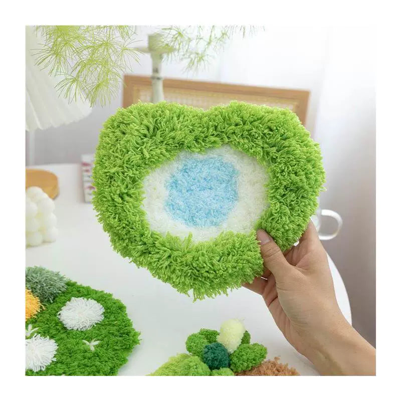 Latch Hook Kits Handmade DIY Moss Carpet Coaster Material Package, Beginner Friendly Ins Gift, Girlfriend Ornament Desk