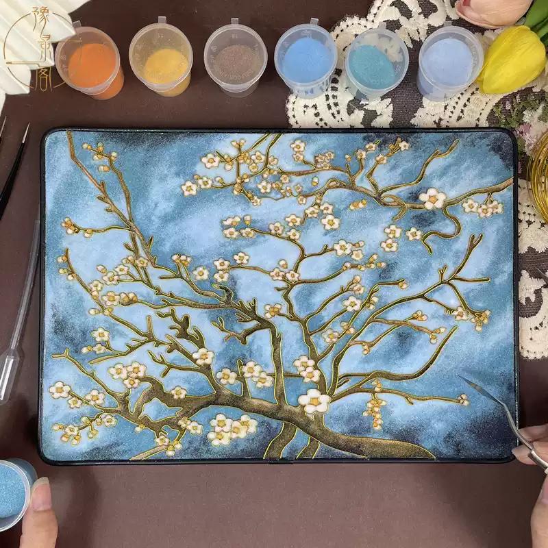 Van Gogh Almond Blossom, DIY Cloisonne Filigree Enamel Kit, with Tutorial& All Tools