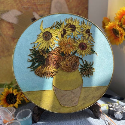 Sunflower Van Gogh, DIY Cloisonne Filigree Enamel Painting Kit, with Tutorial& All Tools