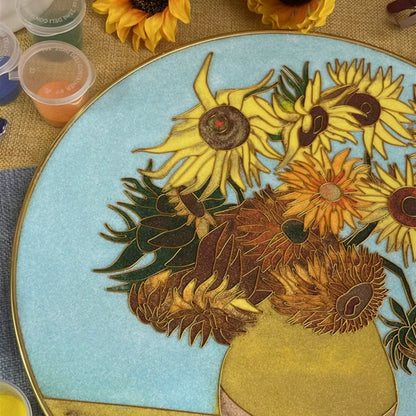 Sunflower Van Gogh, DIY Cloisonne Filigree Enamel Painting Kit, with Tutorial& All Tools
