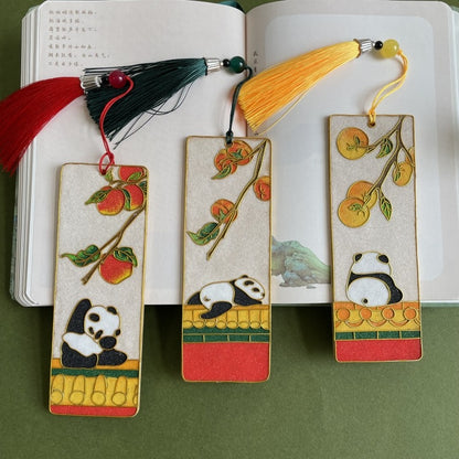 3PCs Panda Bookmarks, DIY Cloisonne Filigree Enamel Painting Kit, with Tutorial& All Tools