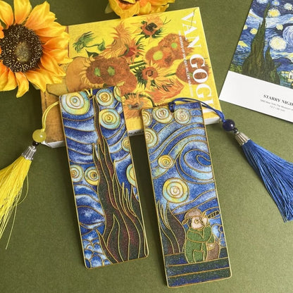 2PCs Van Gogh Bookmarks, DIY Cloisonne Filigree Enamel Painting Kit, with Tutorial& All Tools