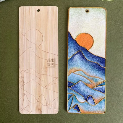 3PCs Mountains Bookmarks, DIY Cloisonne Filigree Enamel Painting Kit, with Tutorial& All Tools