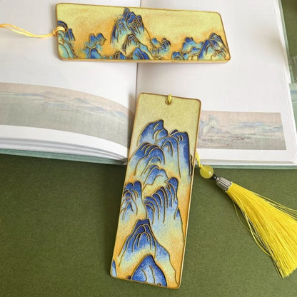 3PCs Mountains Bookmarks, DIY Cloisonne Filigree Enamel Painting Kit, with Tutorial& All Tools