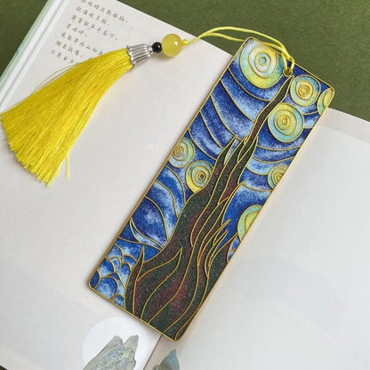 2PCs Van Gogh Bookmarks, DIY Cloisonne Filigree Enamel Painting Kit, with Tutorial& All Tools