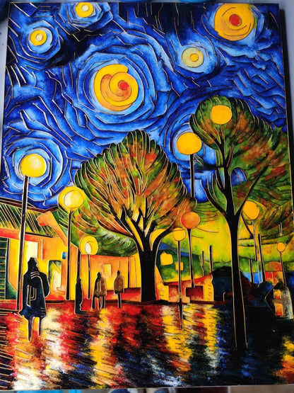 Van Gogh Starry Night, DIY Cloisonne Filigree Enamel Kit, with Tutorial& All Tools