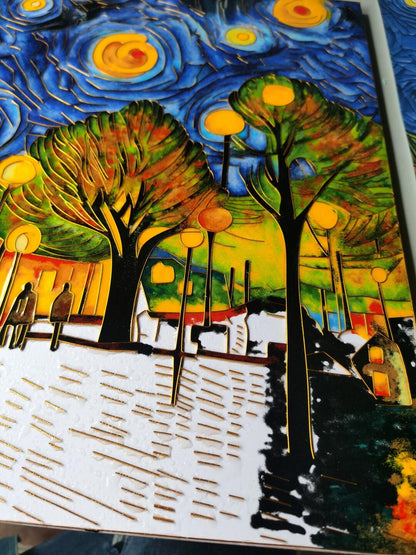 Van Gogh Starry Night, DIY Cloisonne Filigree Enamel Kit, with Tutorial& All Tools