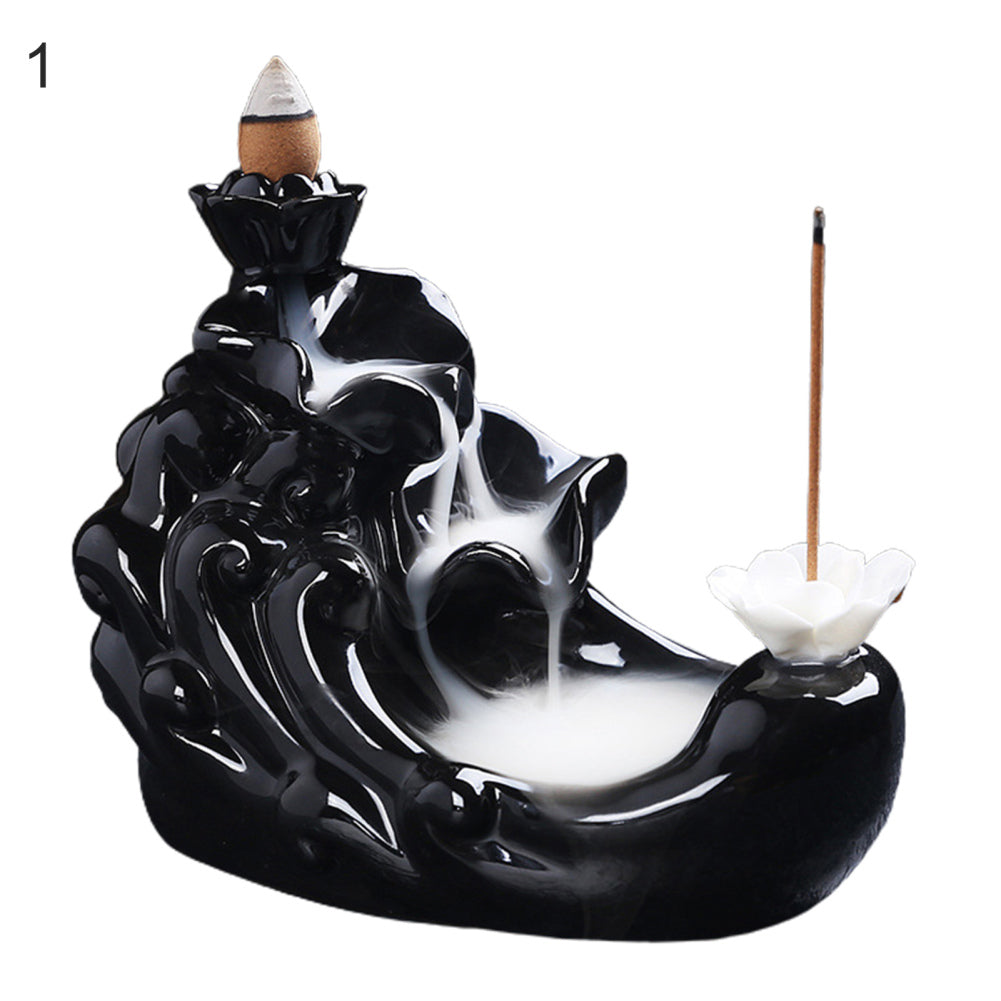 Waterfall Black Ceramic,Waterfall Backflow Incense Holder