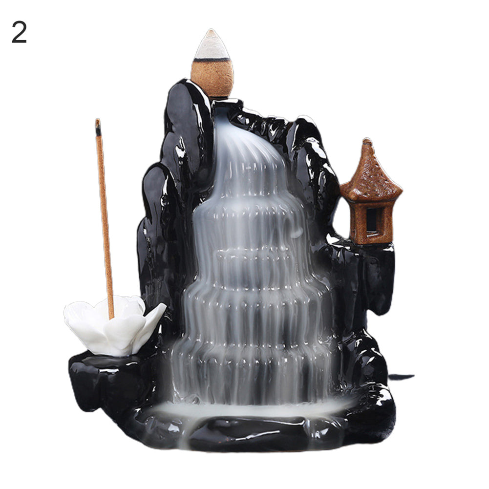 Waterfall Black Ceramic,Waterfall Backflow Incense Holder