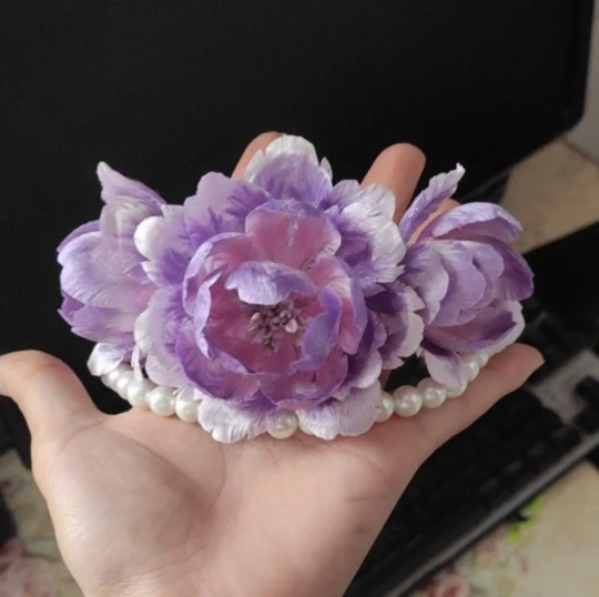 [Video]Purple Peony Tiara-Beginner Silk Flower DIY Kit-Portion for 2-Materials Only-with Free Detailed Tutorial