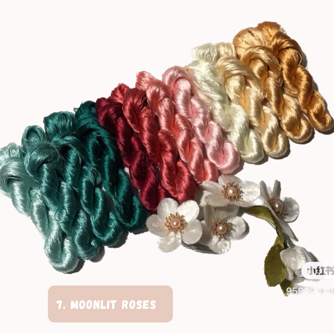 Untwisted Hand-dyed Mulberry Silk Floss Threads Combo-12 Skeins,Velvet Flower Making Material