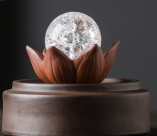 Crystal Lotus, Purple Clay Waterfall Backflow Incense Burner