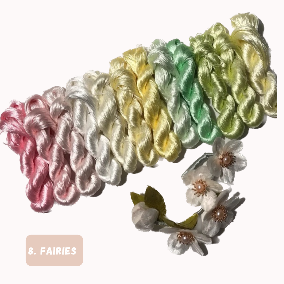 Untwisted Hand-dyed Mulberry Silk Floss Threads Combo-12 Skeins,Velvet Flower Making Material