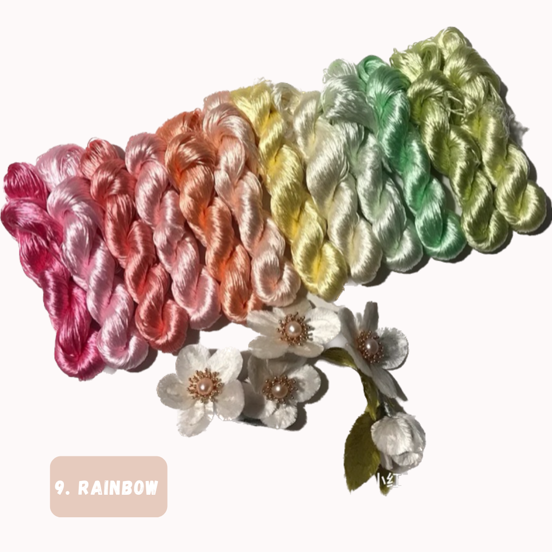 Untwisted Hand-dyed Mulberry Silk Floss Threads Combo-12 Skeins,Velvet Flower Making Material