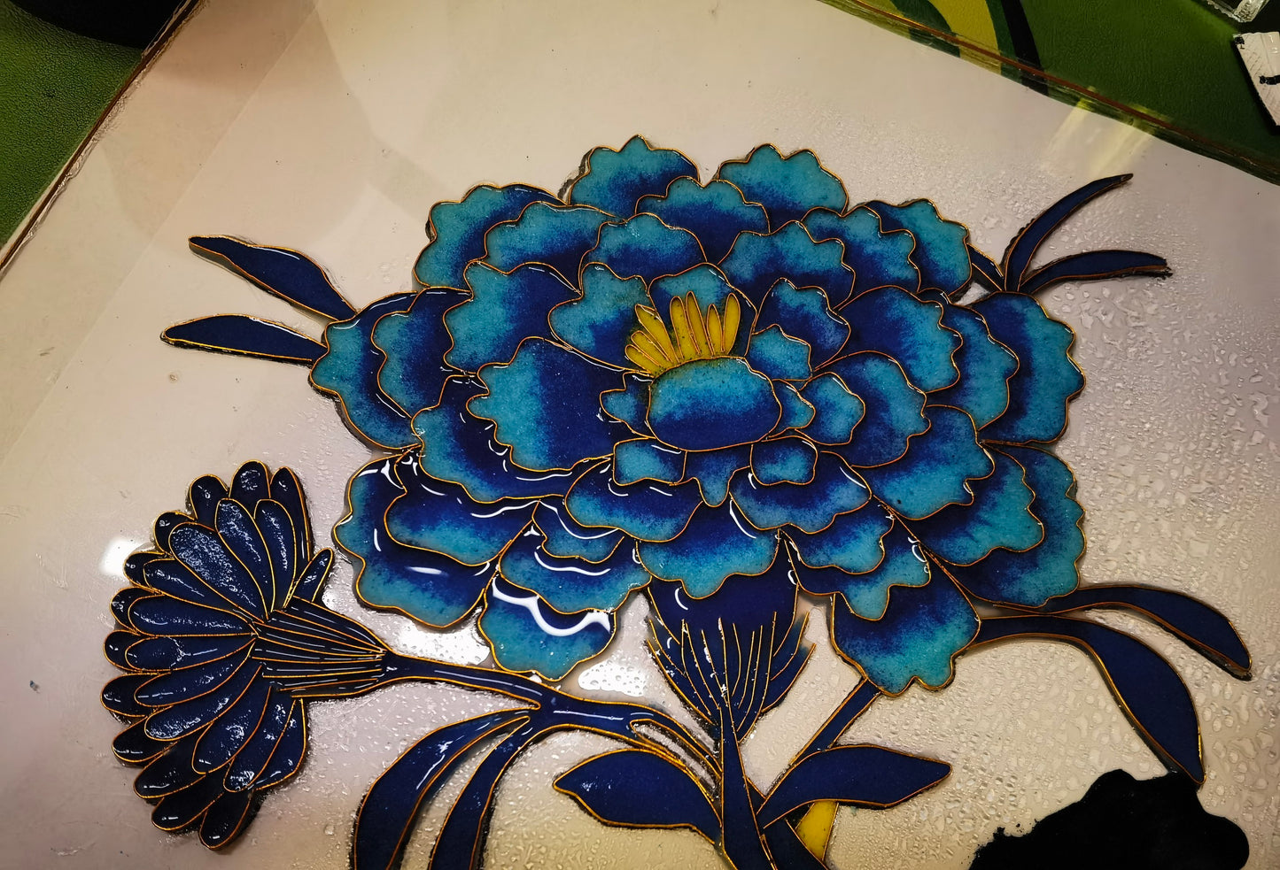 Blue Peony,Beginner Cloisonné Enamel DIY Kit, with Tutorial& All Tools