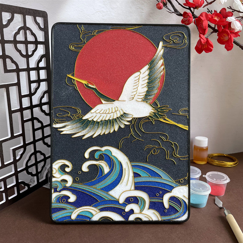 Cloisonne DIY Kit Red crowned Crane Series,home Decoration 