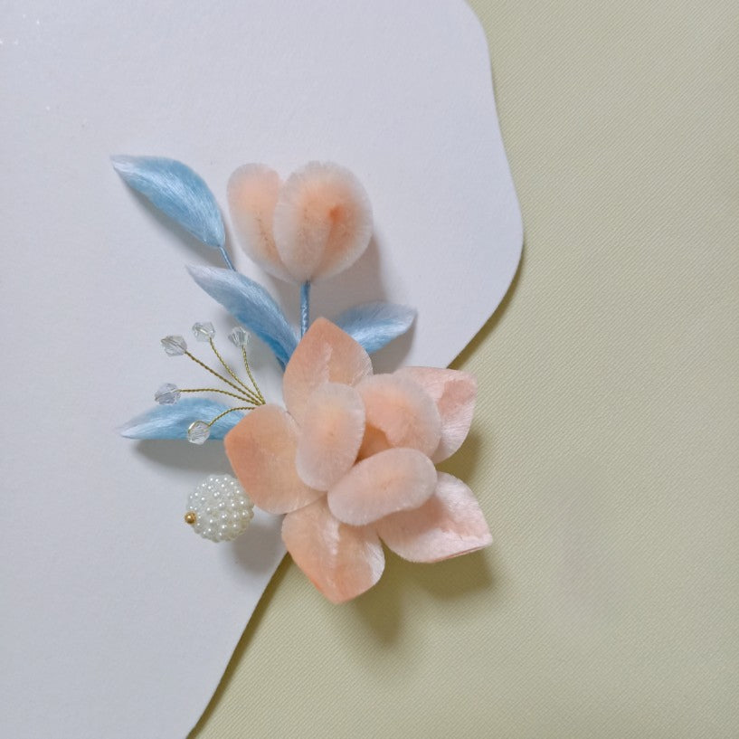 Cardamom,Handmade Silk Velvet Flower,Brooch/Hair Pin/Clip
