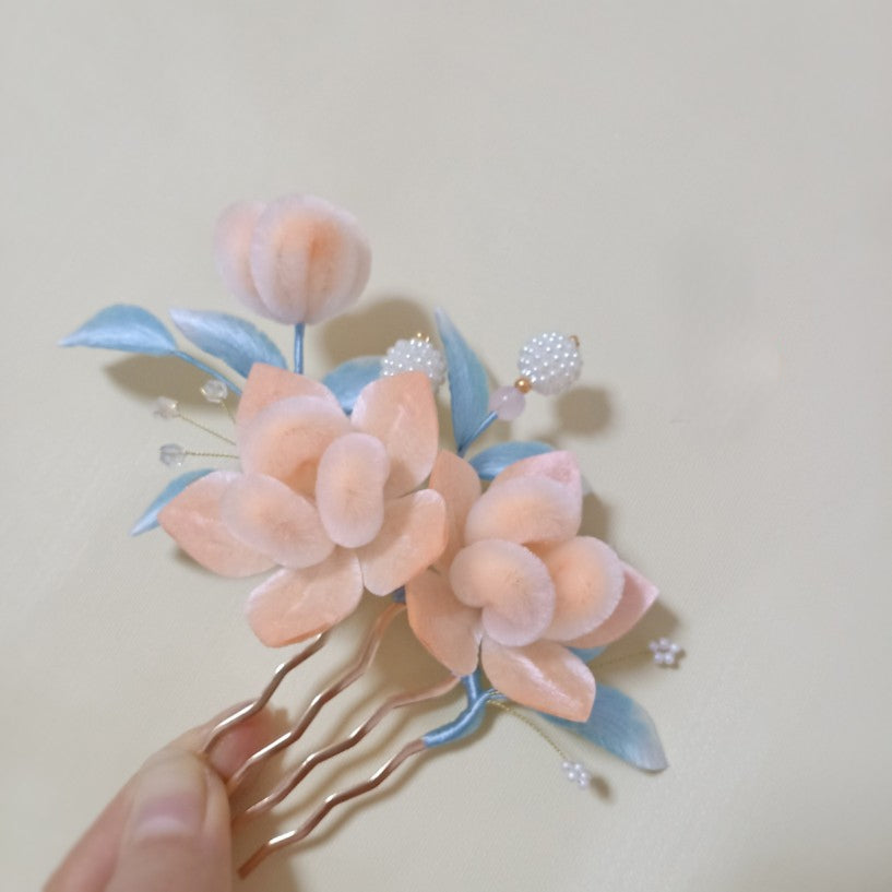 Cardamom,Handmade Silk Velvet Flower,Brooch/Hair Pin/Clip
