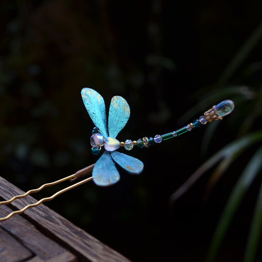 Dragonfly, Handmade Silk Velvet Flower,Brooch/Hair Pin/Clip