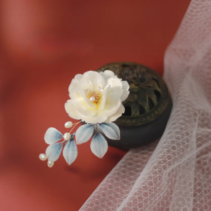 Moonlight Peony, Handmade Silk Velvet Flower,Brooch/Hair Pin/Clip