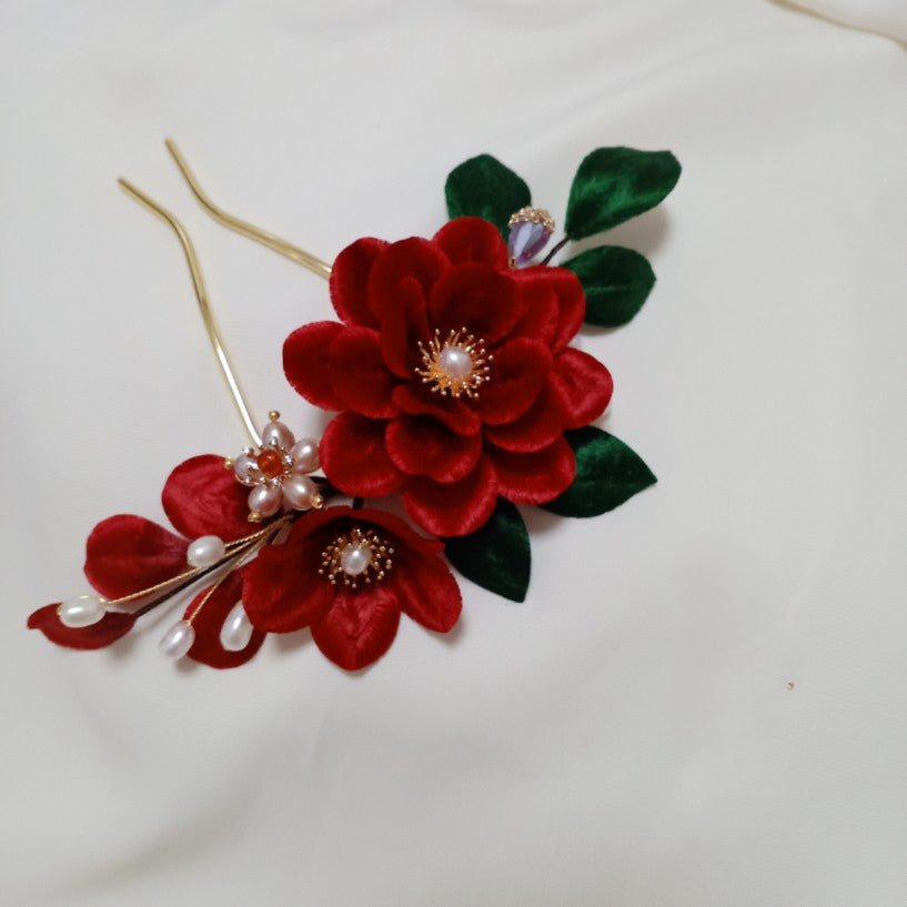 Moonlight, Handmade Silk Velvet Flower,Brooch/Hair Pin/Clip