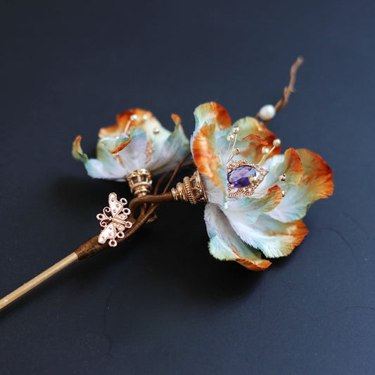 Western China Style, Handmade Silk Velvet Flower,Brooch/Hair Pin/Clip
