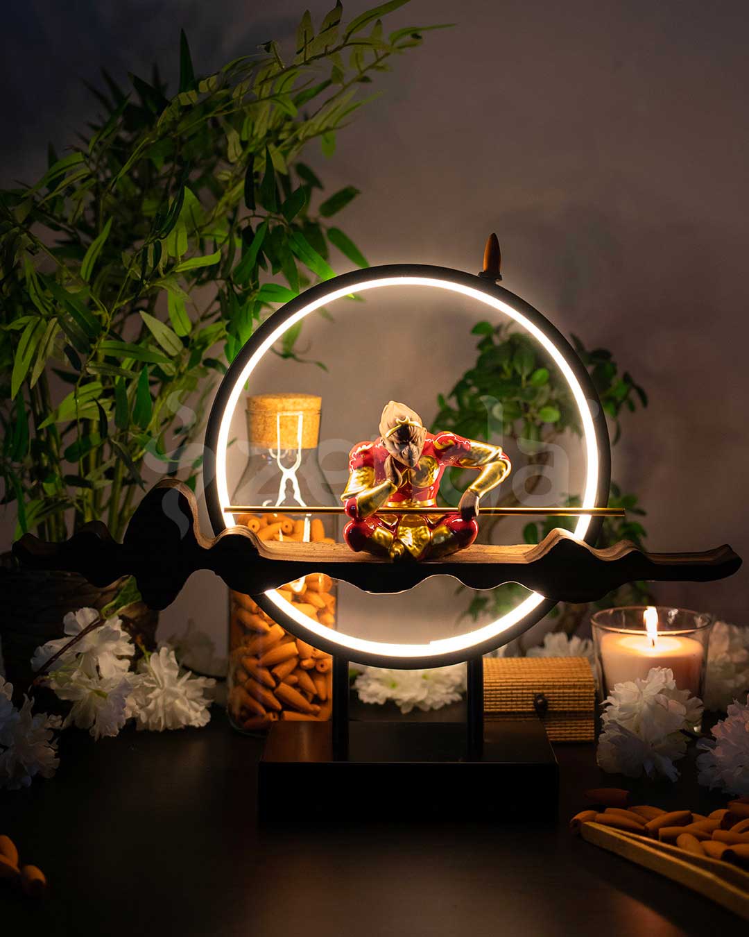 Circular Incense Lamp with Monkey King